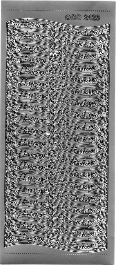 Happy Birthday Wavy Banner - Silver